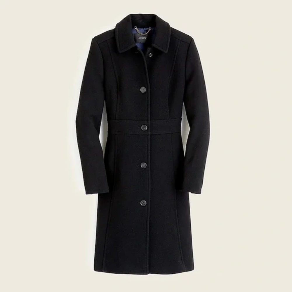 J.Crew Classic Black Lady Day Coat Italian Double Cloth Wool Thinsulate 0 49622 - Picture 4 of 11